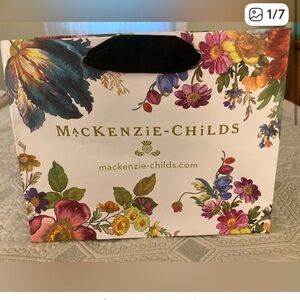 Mackenzie Childs NEW 12" High x 15” W x 9” D Gift Bag Grosgrain Handles